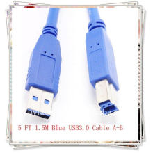 5 FT 1.5M Blue USB3.0 Cable AB Обеспечивает пропускную способность до 4.8 Гбит / с при использовании с хостом и устройством USB 3.0